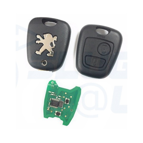 Kate Aspen 2 boutons télécommande lame de clé de voiture télécommande  porte-clés contrôleur pour PEUGEOT 206 434MHZ avec puce transpondeur  PCF7961 1 PACK