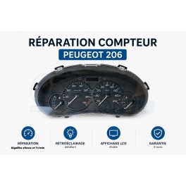 R&eacute;paration de tout compteur de peugeot 206 phase 1 (2 connecteurs)